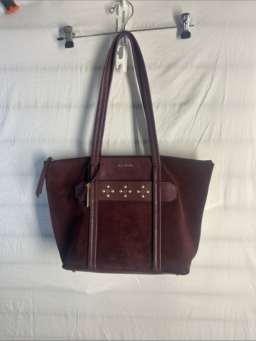 Vera Bradley Deep Burgundy Tote with Gold Studs